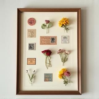 Multi-opening mat board framing a collection of small memorabilia